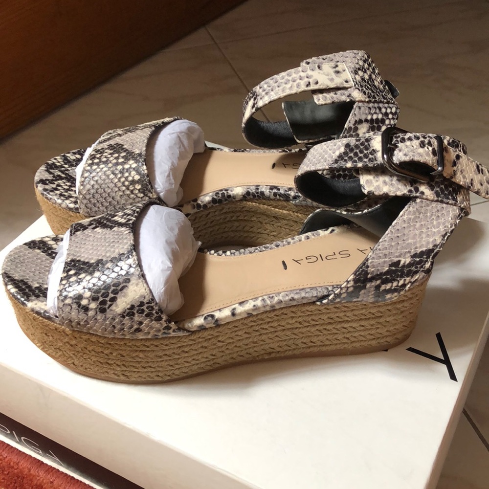 Via Spiga Nemy Snake Embossed Platform Sandal